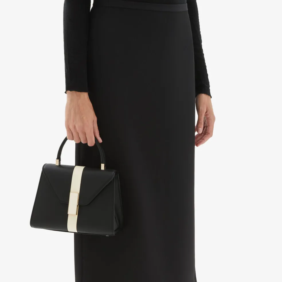 Iside Intarsia Line Top Handle Mini Bag