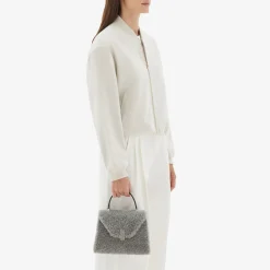 Iside Shearling Top Handle Mini Bag