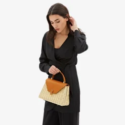 Iside Wicker Top Handle Medium Bag