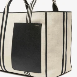 Linear Fabric Large Tote Bag