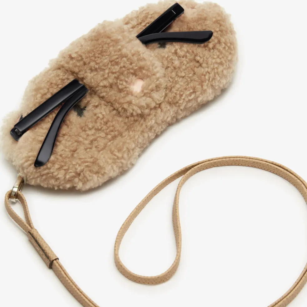Shearling Bear Glasses Case With Lanyard