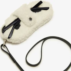 Shearling Panda Glasses Case With Lanyard