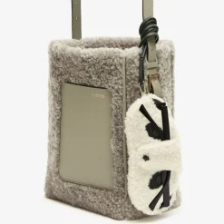 Shearling Panda Glasses Case With Lanyard