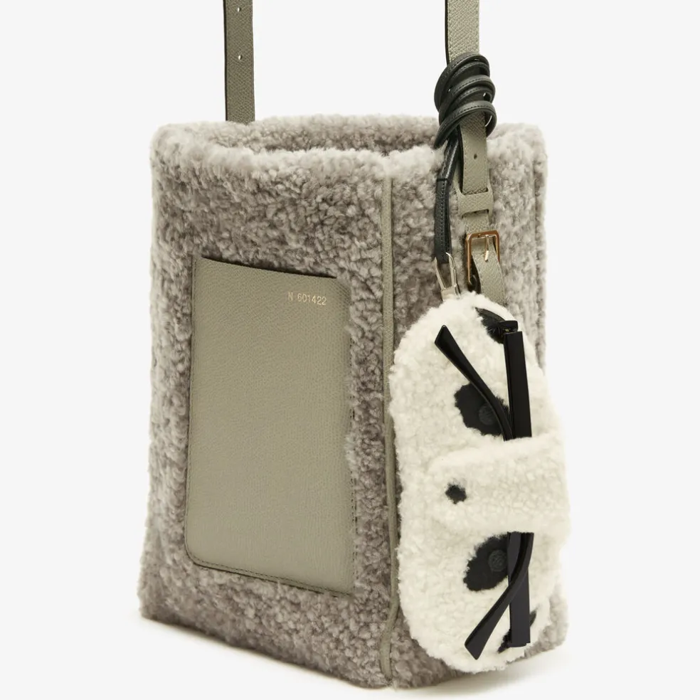 Shearling Panda Glasses Case With Lanyard