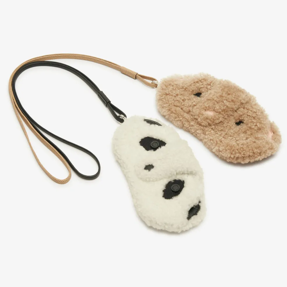 Shearling Panda Glasses Case With Lanyard