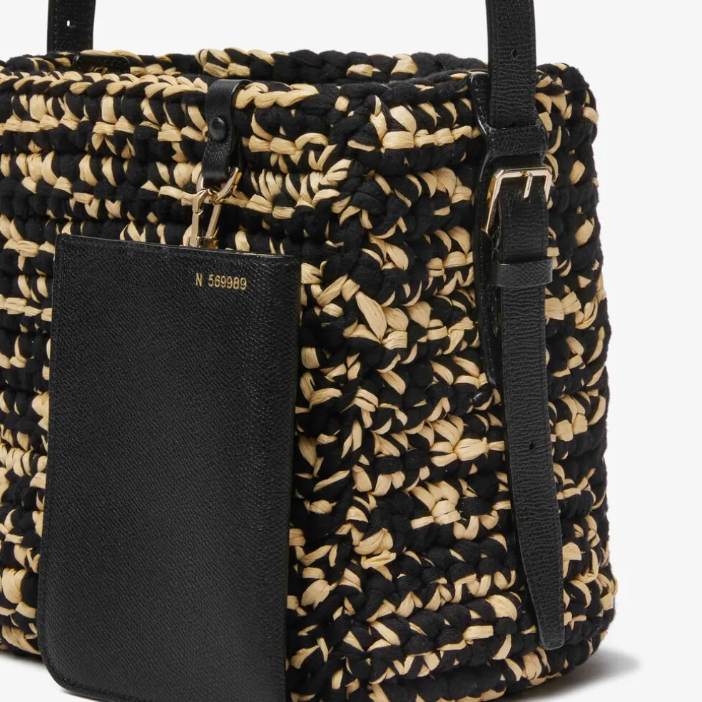 Soft Raffia And Cotton Bucket Mini Bag