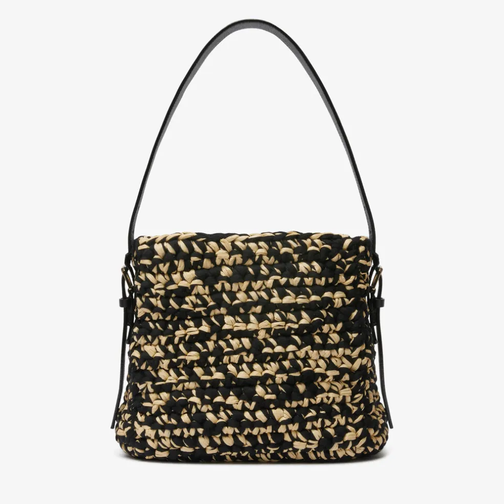 Soft Raffia And Cotton Bucket Mini Bag