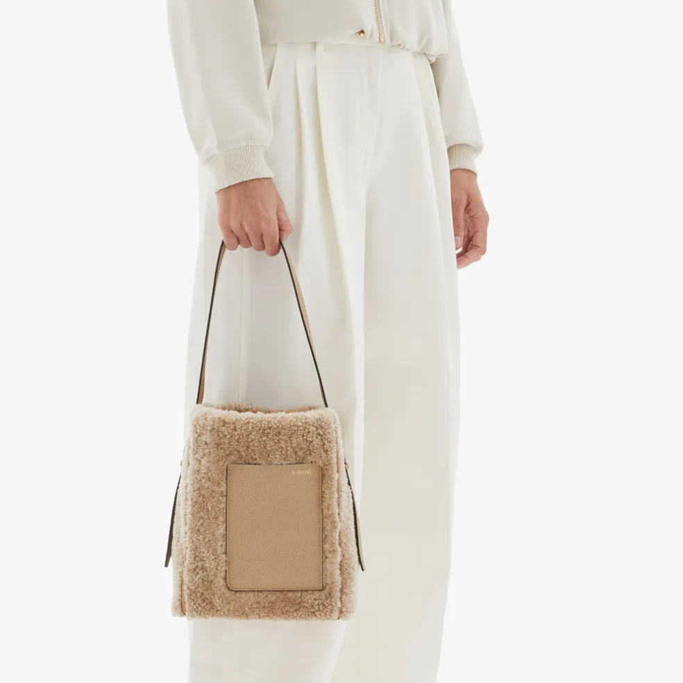 Soft Shearling Bucket Mini Bag